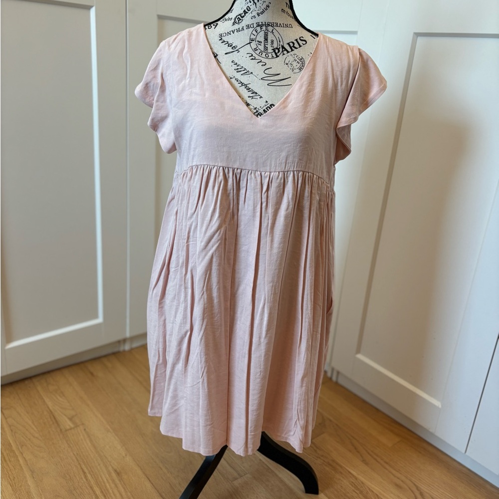 Pink V-Neck Mini Dress